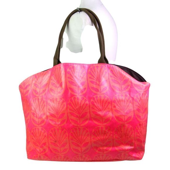 LARGE Sigrid Olsen COATED PINK COTTON BLEND SHOULDER BAG HANDBAG TOTE CARRY ON - Picture 4 of 14